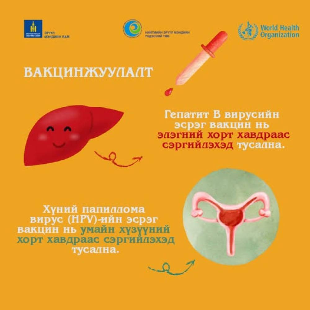 #WorldCancerDay Та үүнийг мэдэх үү❓Гепатит В вирусийн эсрэг вакцин #ЭлэгнийХортХавдраас сэргийлнэ. Хүний папиллома вирус (HPV)-ийн вакцин нь #УмайнХүзүүнийХортХавдраас сэргийлнэ✅
