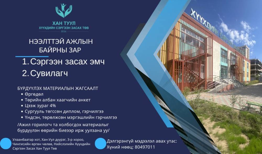 Нээлттэй ажлын байрны зар 2024.11.12